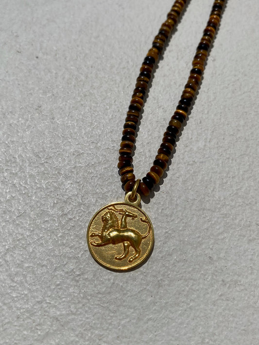 Chimera Amulet on Tiger’s Eye Beads