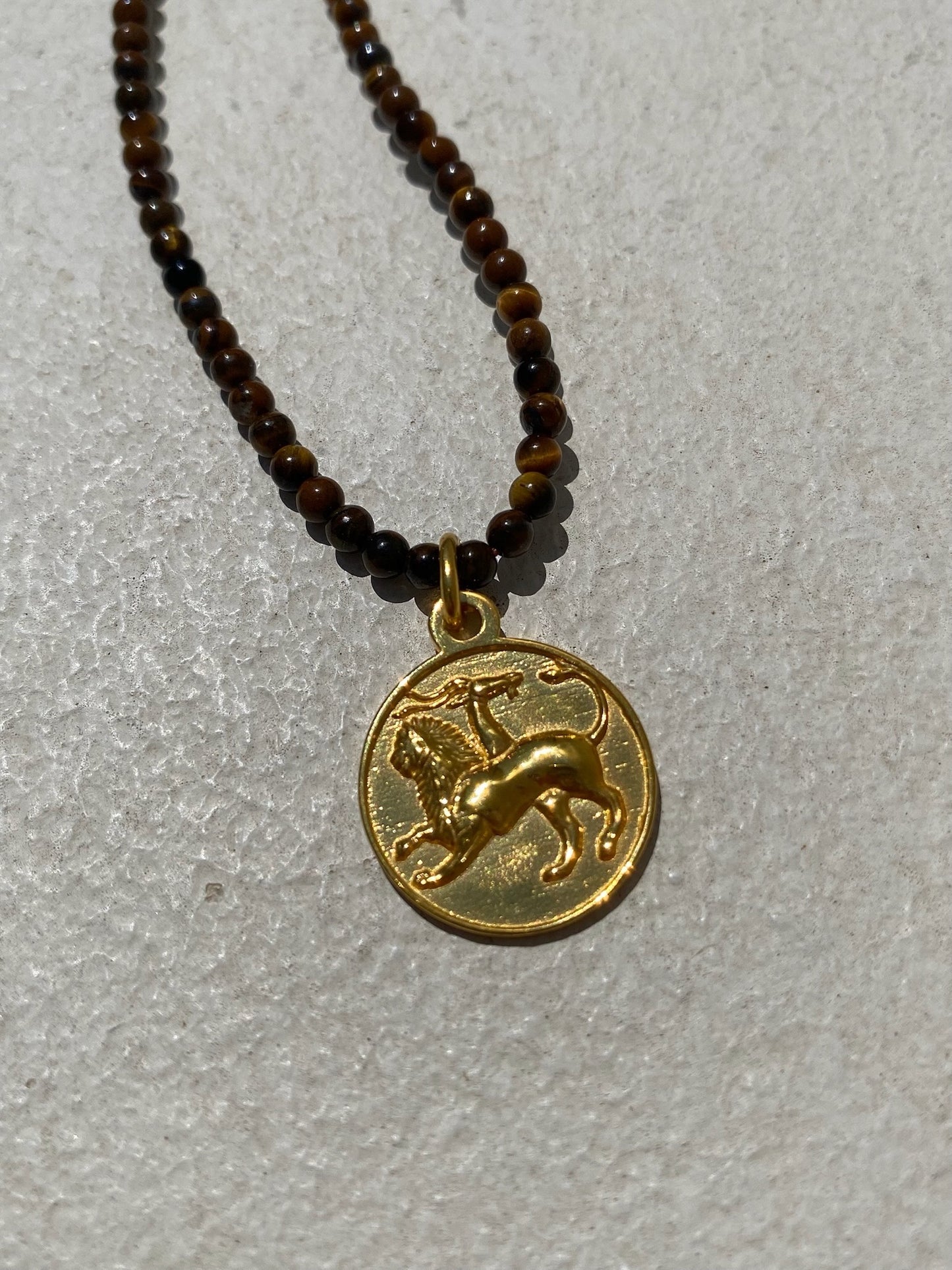 Chimera Amulet on Tiger’s Eye Beads