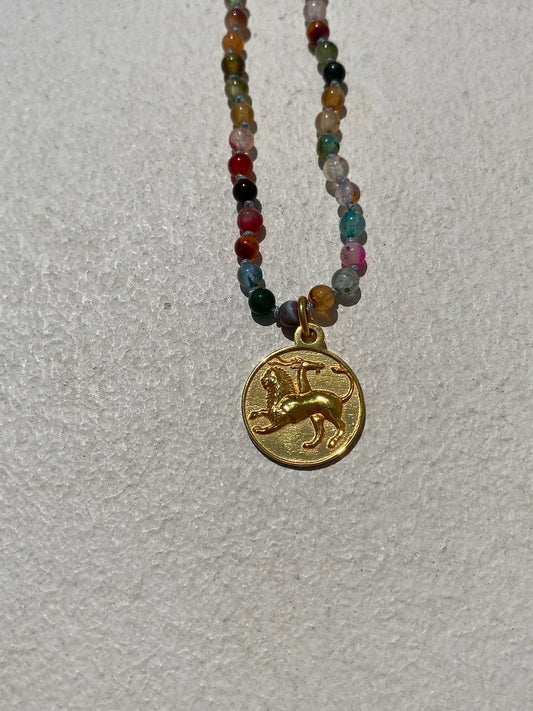 Chimera Amulet on Dark Tourmaline Beads