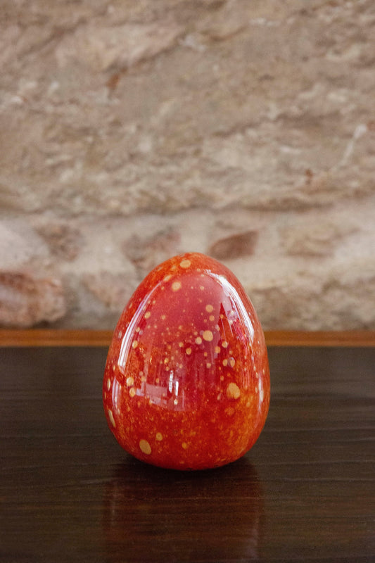 Anthologist Glass Easter Egg, Gold Speckled Red Large