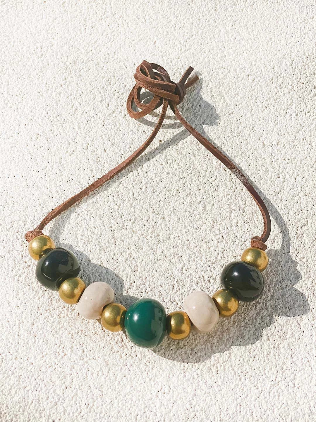 Vintage Ceramic Bead Necklace: Limited Edition, Green