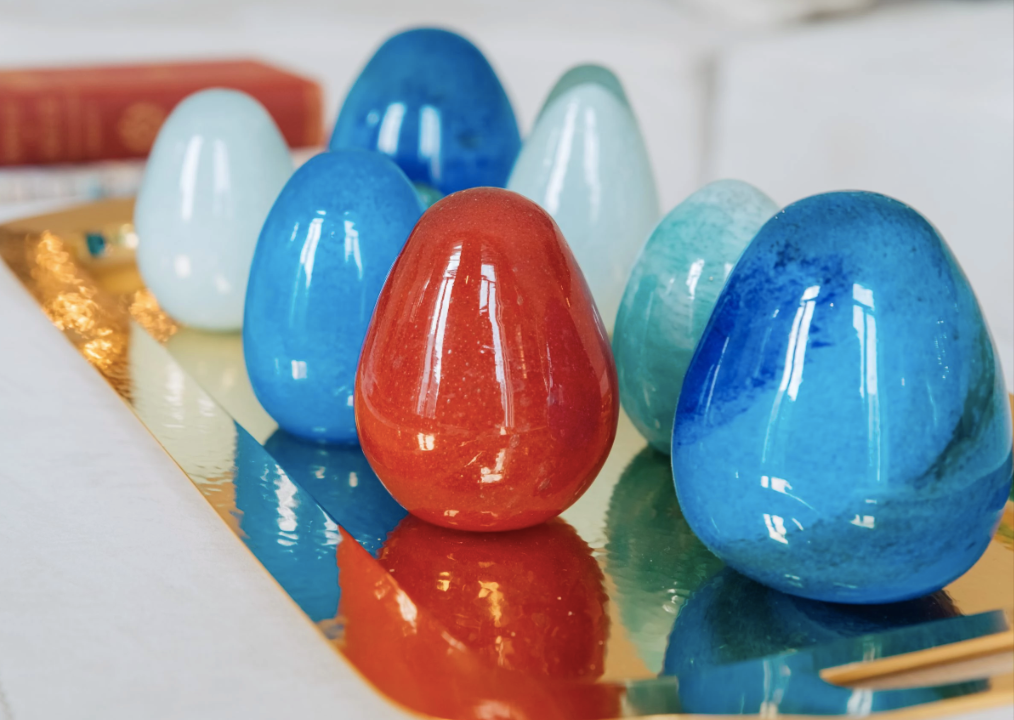 Anthologist Glass Easter Egg, Speckled Blue Small