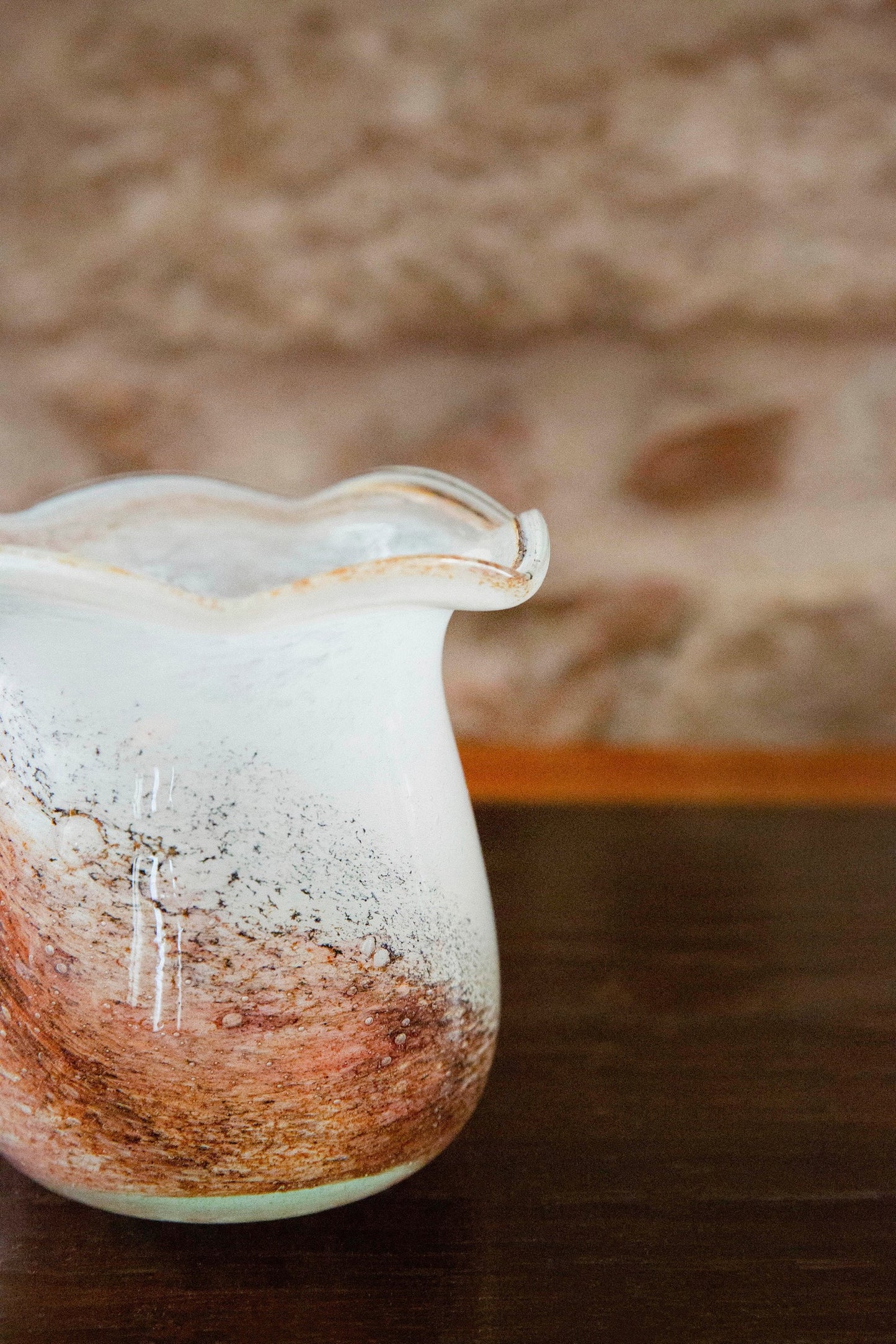 Blown Glass Bloom Vase, White and Amber