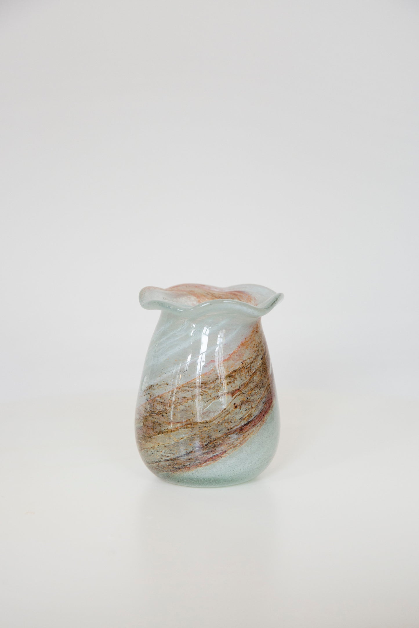 Blown Glass Bloom Vase, White and Brown