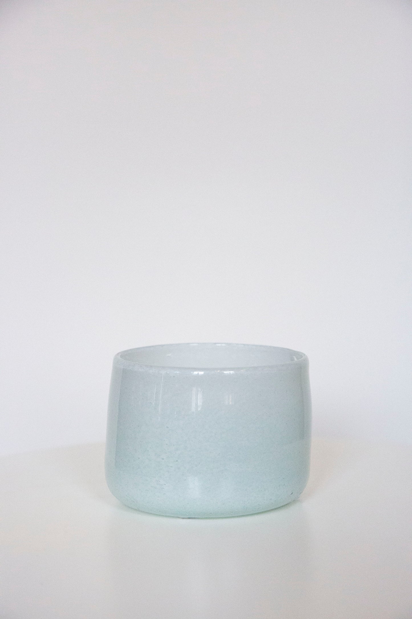 Blown Glass Short Cylindrical Vase, White