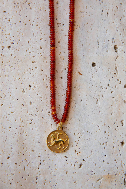Chimera Amulet on Carnelian Beads