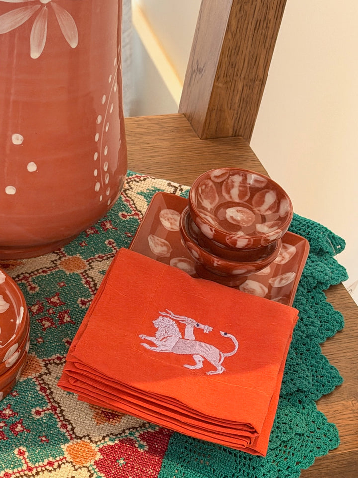 Chimera Cocktail Napkins, Set of Two, Terracotta &amp; Lilac