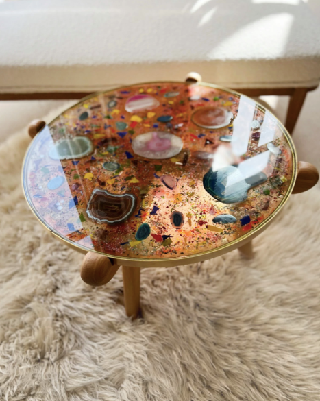 Agate Kaleidoscope Glass Table