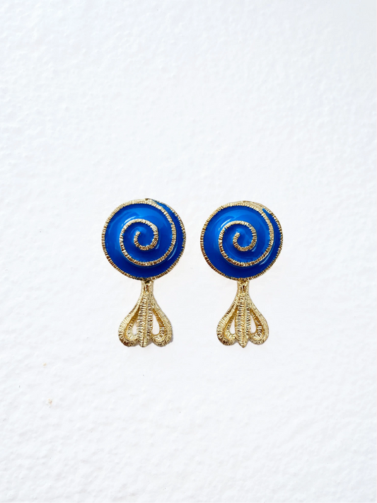 Circle of Hope Earrings Blue Enamel