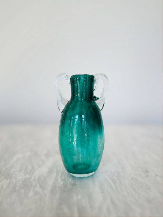 Blown Glass Amphora Vase, Turquoise Slim