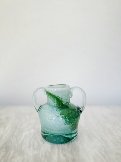 Blown Glass Amphora Vase, Green, Small