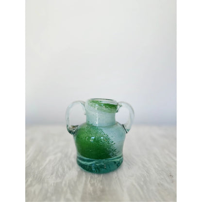 Blown Glass Amphora Vase, Green, Small
