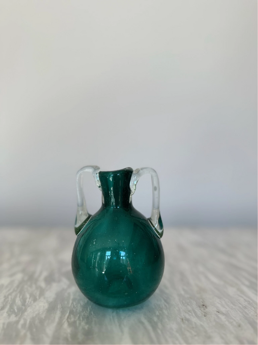 Blown Glass Amphora Vase, Turquoise