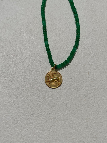 Chimera Amulet on Green Agate Beads