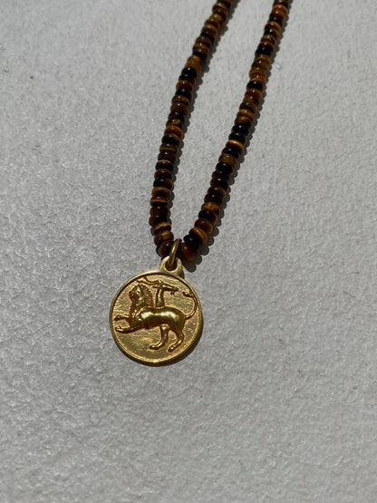 Chimera Amulet on Tiger’s Eye Beads