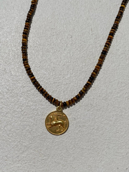 Chimera Amulet on Tiger’s Eye Beads