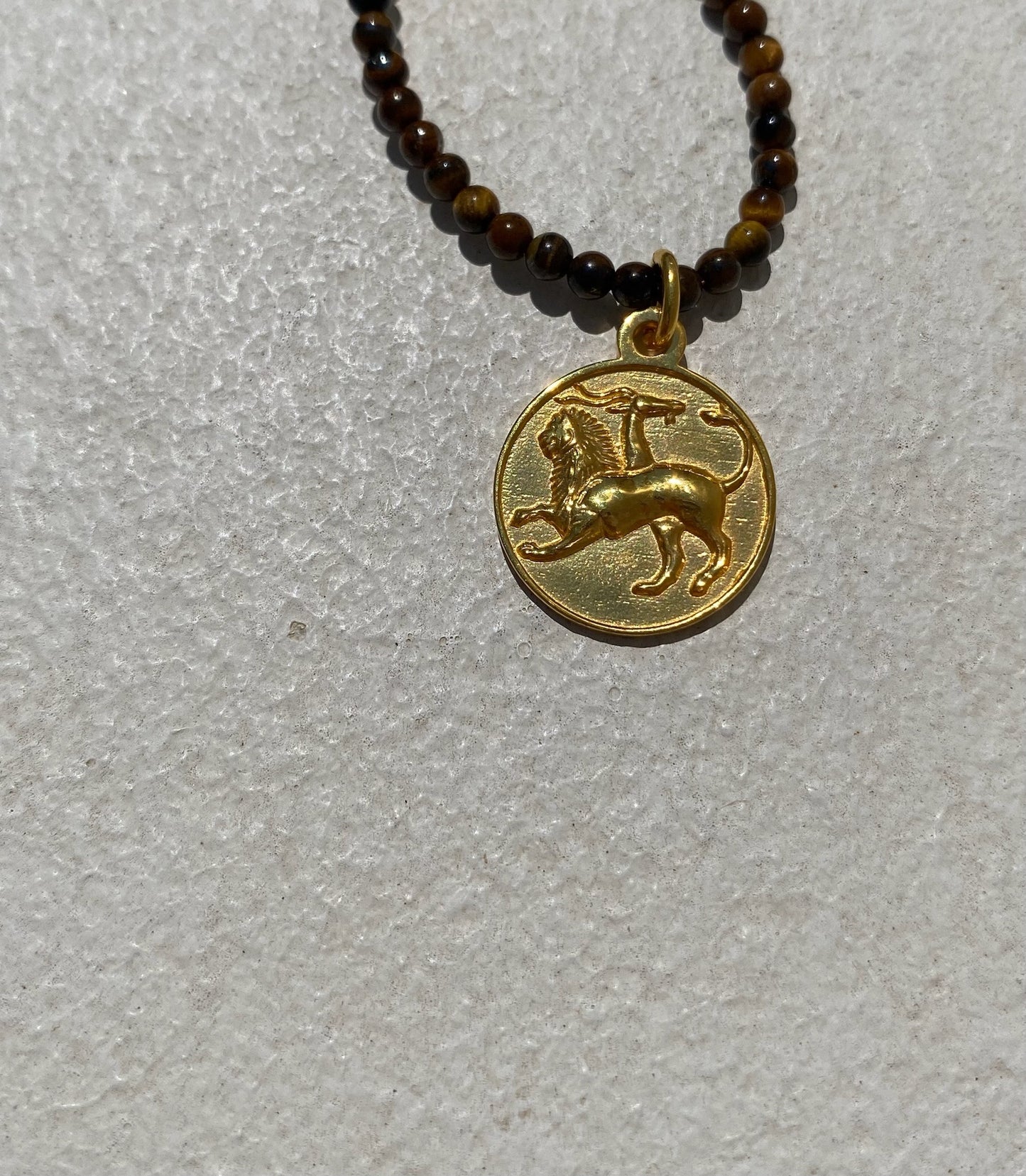 Chimera Amulet on Tiger’s Eye Beads