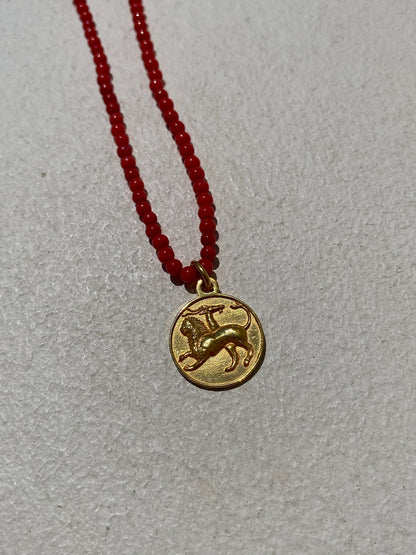 Chimera Amulet on Repurposed Coral Beads