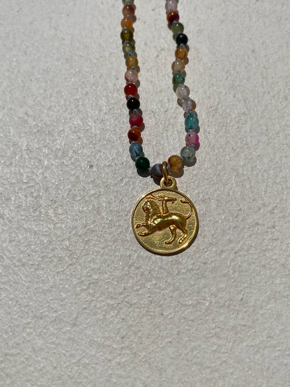 Chimera Amulet on Dark Tourmaline Beads