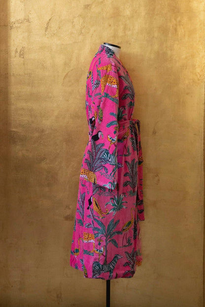 Anthologist x East Winds Velvet Robe, Pink Jungle Print