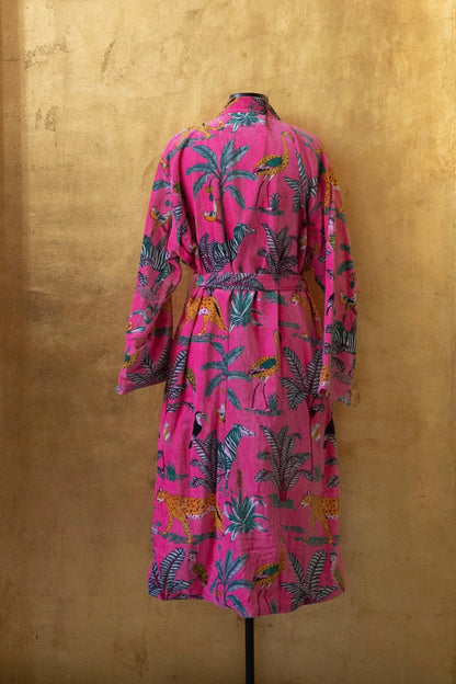 Anthologist x East Winds Velvet Robe, Pink Jungle Print