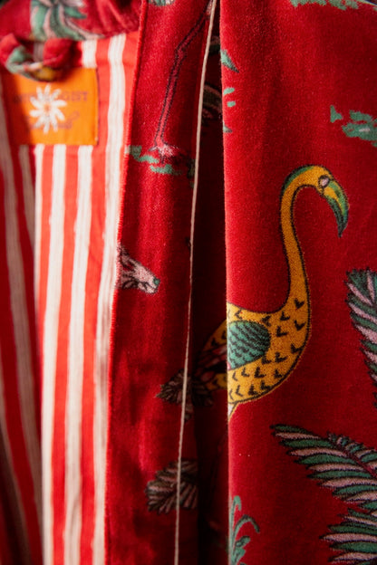 Anthologist x East Winds Velvet Robe, Bordeaux, Animals Print