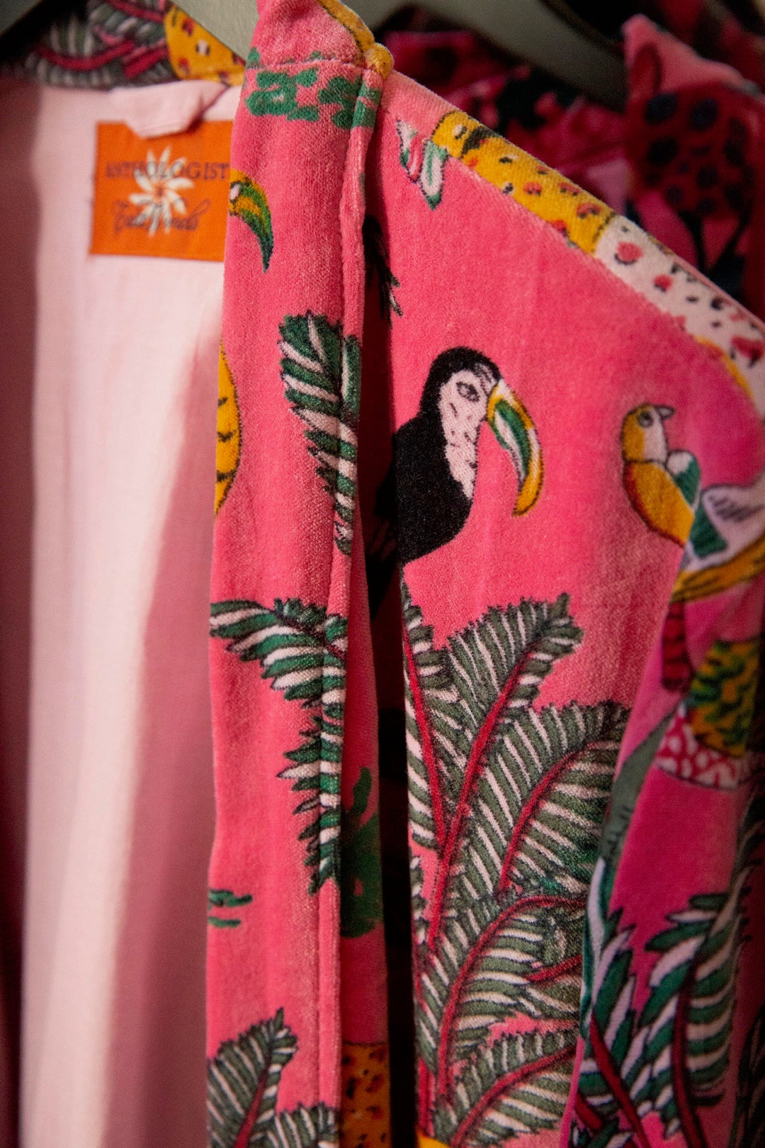 Anthologist x East Winds Velvet Robe, Pink Jungle Print
