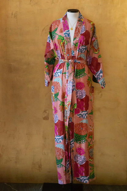 Anthologist x East Winds Cotton Robe, Sunset Pink Floral Print