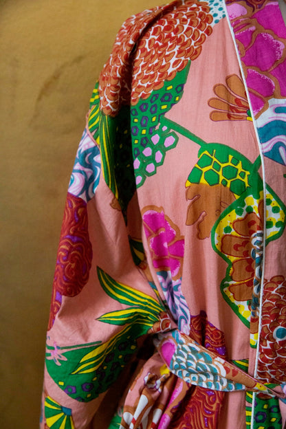 Anthologist x East Winds Cotton Robe, Sunset Pink Floral Print
