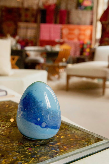 Anthologist Glass Easter Egg, Two-Tone Blue Large