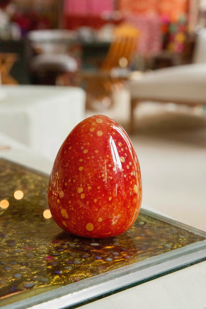 Anthologist Glass Easter Egg, Gold Speckled Red Large