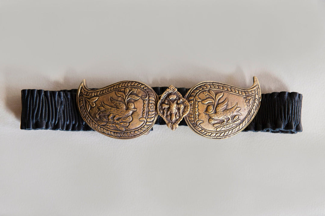 Goddess Belt, Black Leather with Elastic