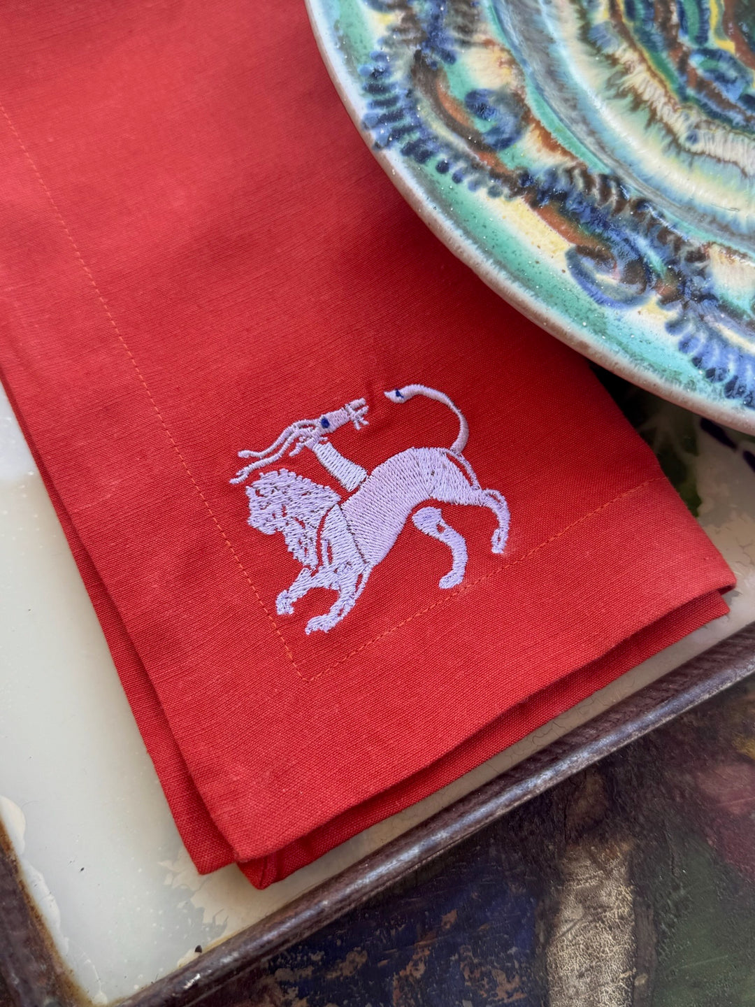 Chimera Dinner Napkin – Terracotta &amp; Lilac