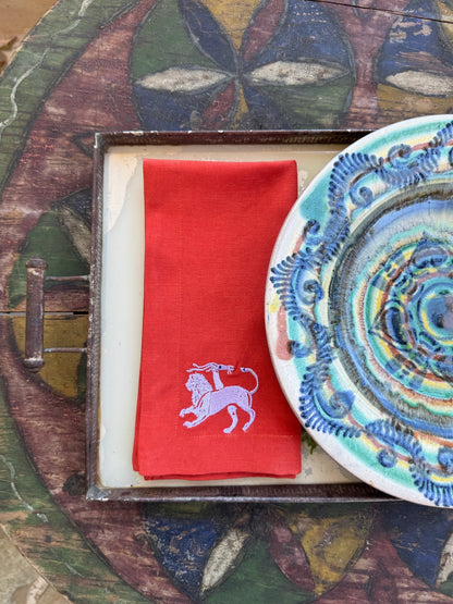 Chimera Dinner Napkin – Terracotta & Lilac