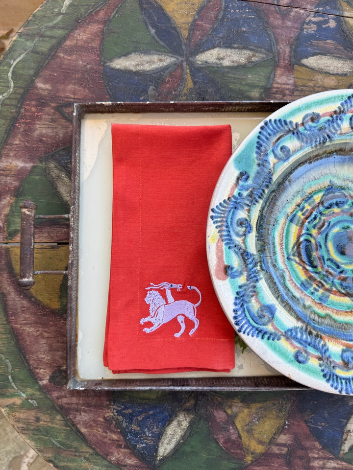 Chimera Dinner Napkin – Terracotta &amp; Lilac