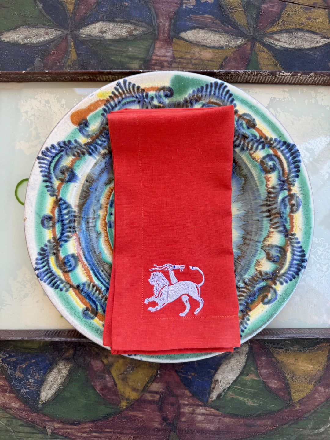 Chimera Dinner Napkin – Terracotta &amp; Lilac