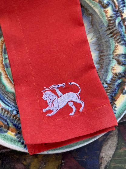 Chimera Dinner Napkin – Terracotta & Lilac