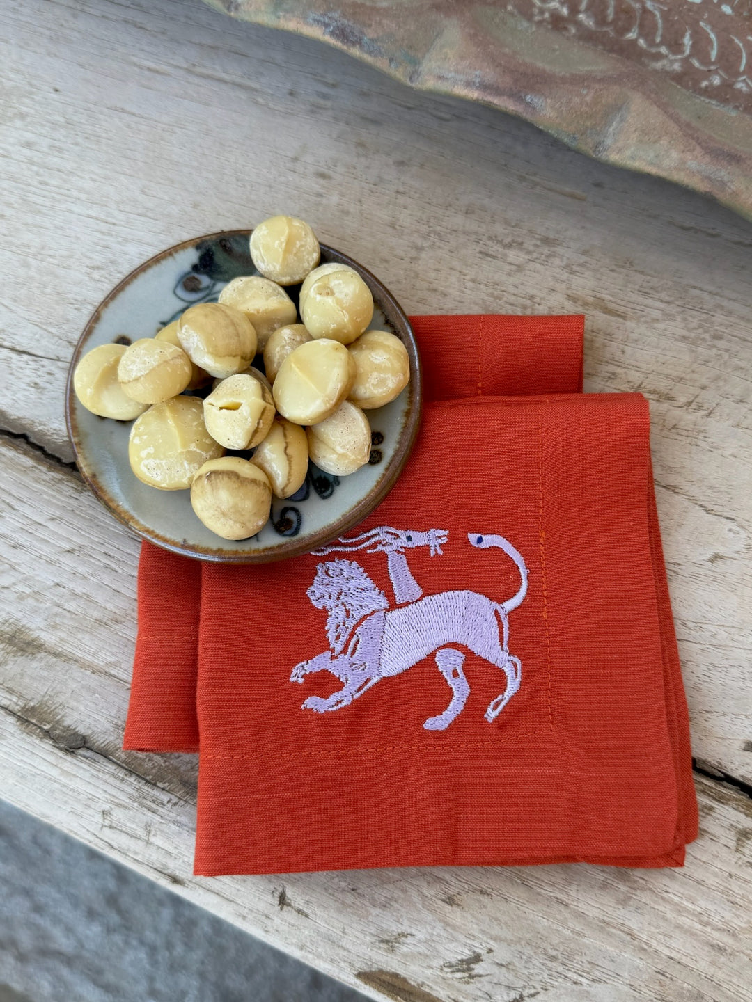Chimera Cocktail Napkins, Set of Two, Terracotta &amp; Lilac