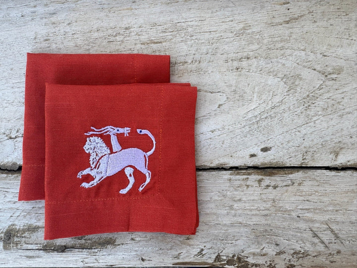 Chimera Cocktail Napkins, Set of Two, Terracotta &amp; Lilac