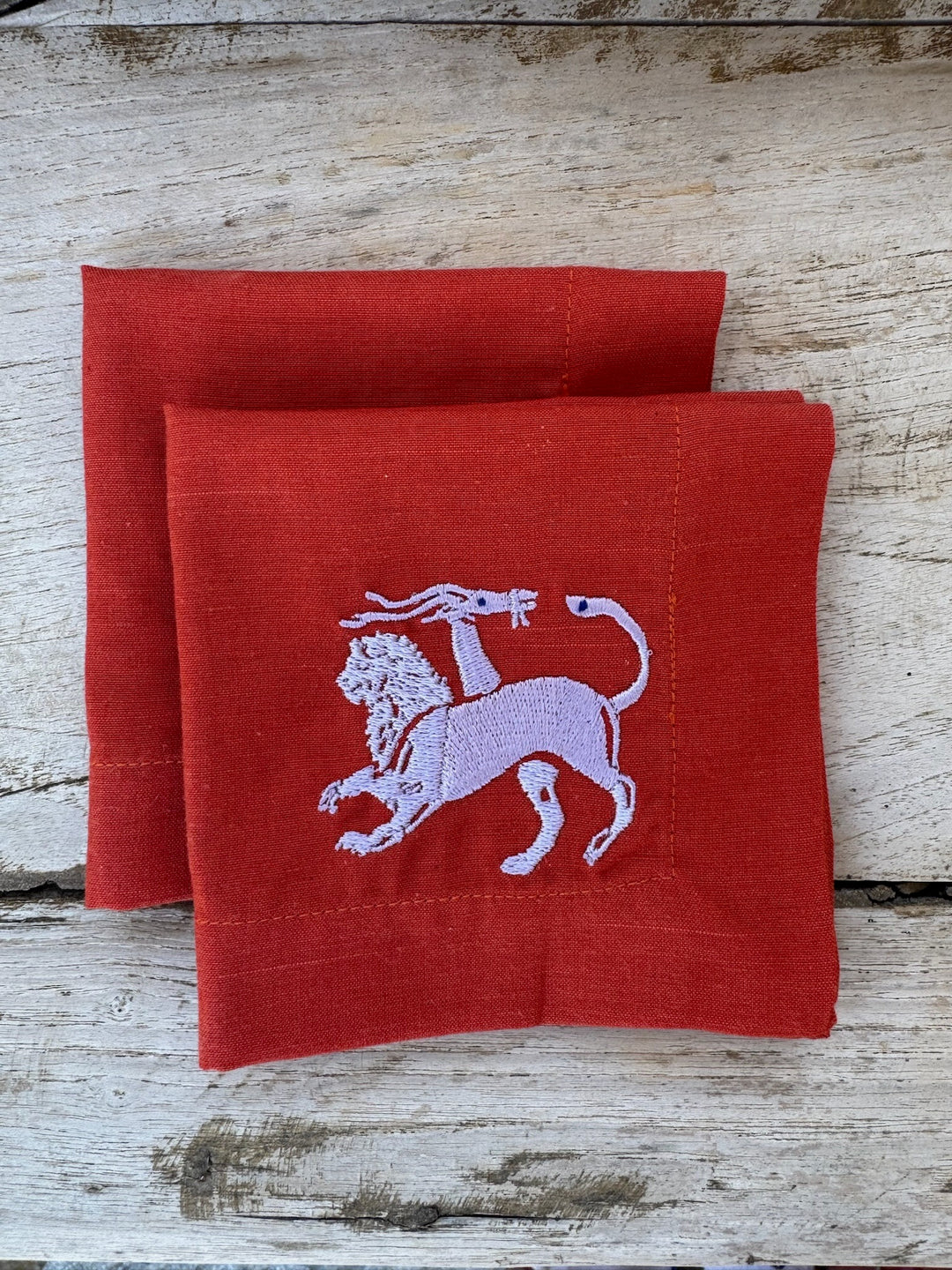 Chimera Cocktail Napkins, Set of Two, Terracotta &amp; Lilac