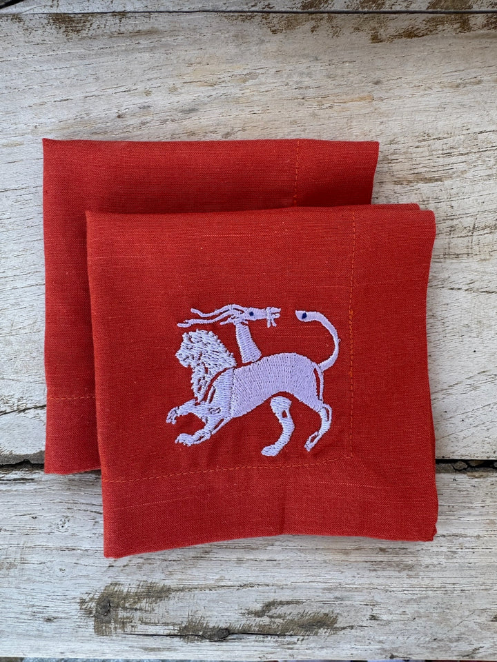 Chimera Cocktail Napkins, Set of Two, Terracotta &amp; Lilac