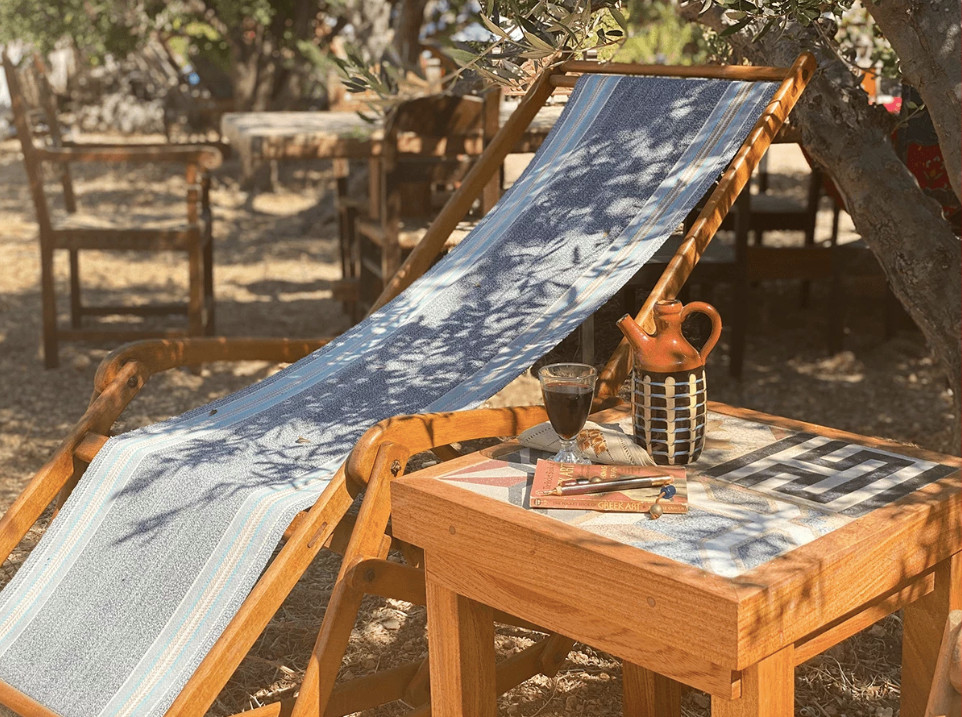 Vintage Cement Tile and Teakwood Table