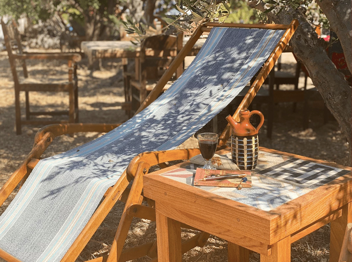 Vintage Cement Tile and Teakwood Table