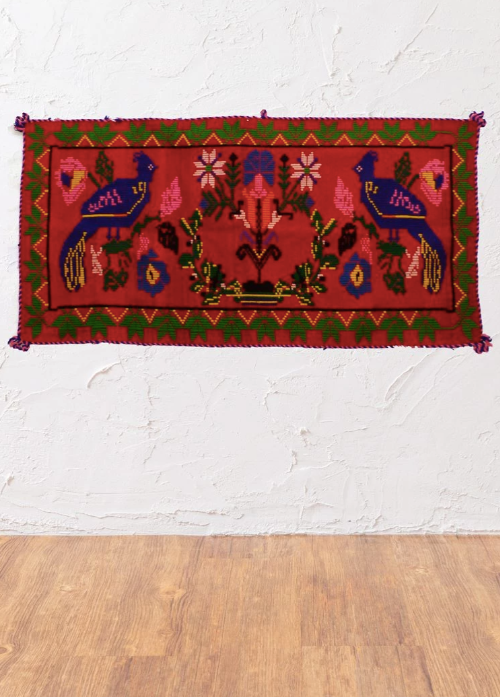 Antique, Hand-Loomed, Hand-Embroidered Wall Hanging From Crete