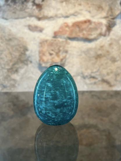 Anthologist Glass Easter Egg, Speckled Blue Small