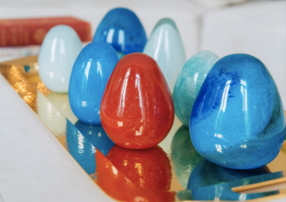 Anthologist Glass Easter Egg, Speckled Blue Small