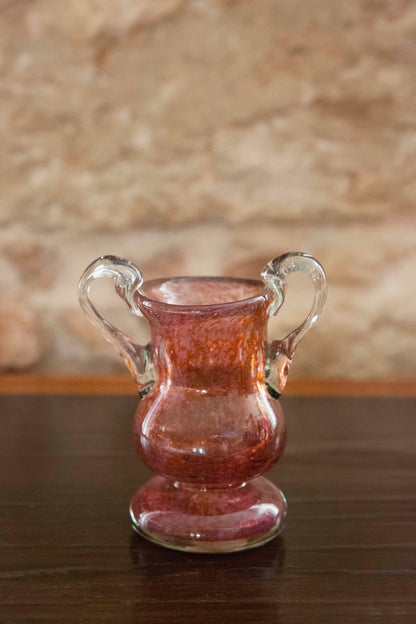 Blown Glass Amphora Vase, Slim, Rose and Amber