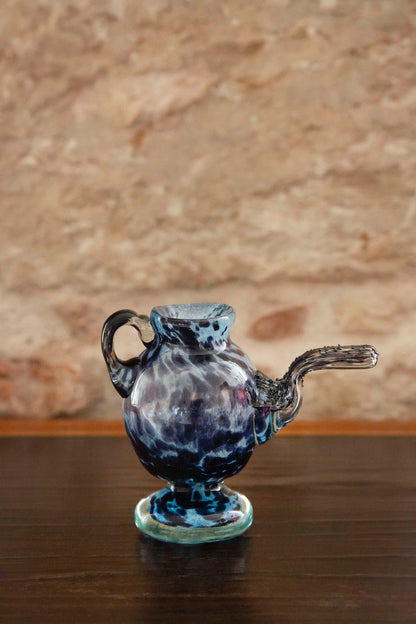 Blown Glass Amphora, Dark Blue, Small