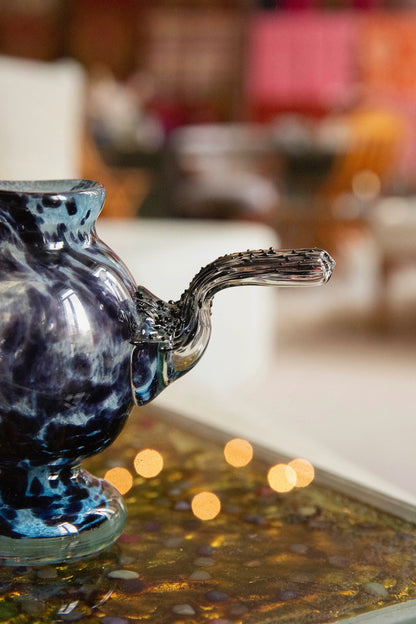 Blown Glass Amphora, Dark Blue, Small