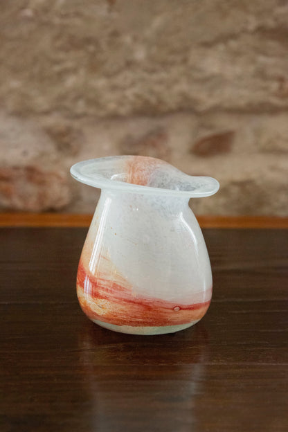 Blown Glass Bloom Vase, White and Amber